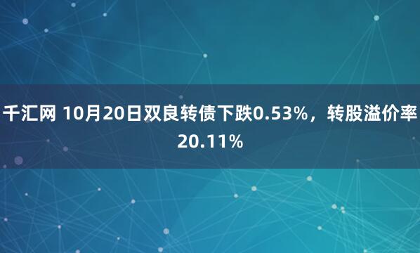 千汇网 10月20日双良转债下跌0.53%，转股溢价率20.11%